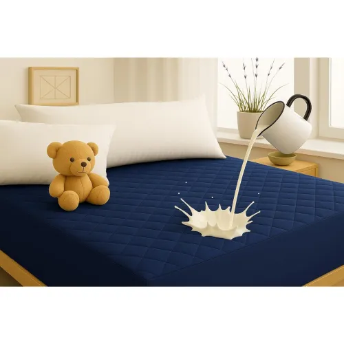 Image of TCD Waterproof Quilted Double Bed Cover Navy Blue