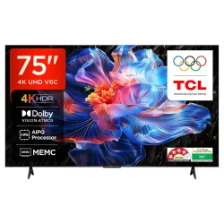 TCL 189 cm (75 inches) 4K Ultra HD Smart LED Google TV | 4K HDR | Dolby Vision & Atmos | MEMC | 75V6C
