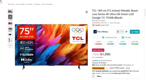 Image of TCL 189 cm (75 inches) 4K Ultra HD Smart LED Google TV