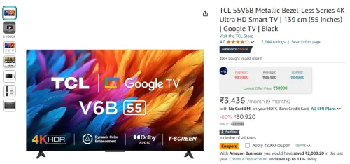 Image of TCL 55-inch 4K Ultra HD Smart TV (Google TV)