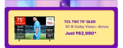 TCL 75 QLED 4K Google TV @ ₹78990 On Flipkart Big Billion Days Sale