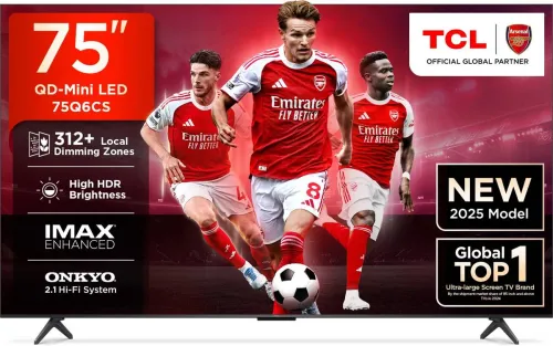 Image of TCL 75Q6CS 189 cm (75 inch) Ultra HD (4K) Mini LED Smart Google TV 2025 Edition with High HDR Brightness | 312+ Dimming 