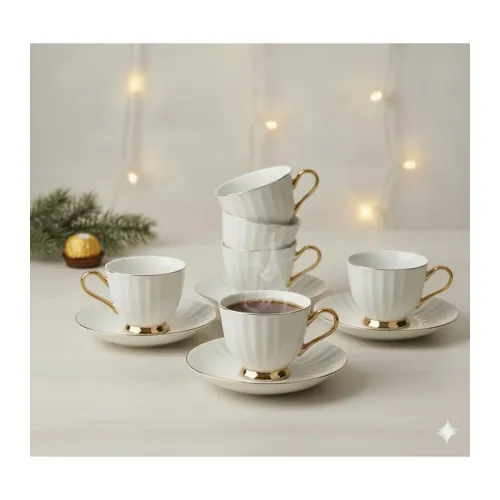 Image of Tea Cups and Saucers Set of 6 (180 Ml)