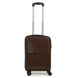 Teakwood 8 Wheels Small Hard Cabin Trolley Bag Brown