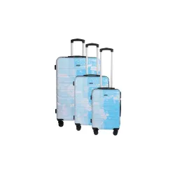 TEAKWOOD LEATHERS Twin Printed 360 Degree Rotation Hard Cabin Trolley Bag 32 LTR (Blue, SML)