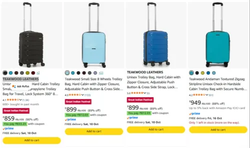 Image of TEAKWOOD LEATHERS Luggage at minimum 85% Discount