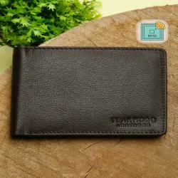 Teakwood Leathers Men Brown Textured Leather RFID Two Fold Wallet