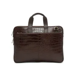 TEAKWOOD LEATHERS Unisex Tan Leather Laptop Bag | 1 Main Compartment, 2 External Zip Pockets & 1 Internal Stash Pocket &