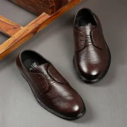 Teakwood Leathers Textured Formal Derby Shoes