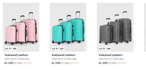 Image of Teakwood Leathers Trolley Bag set of 3 at Minimum 90% Off