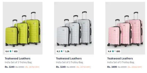 Image of Teakwood Leathers Trolley Bag [ Set of 3] upto 89% off