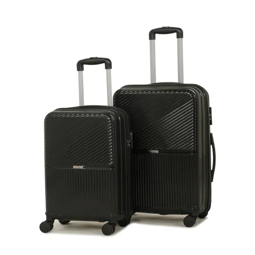 Image of Teakwood Set of 2 8 Wheels Trolley Bag, Hard Cabin with Zipper Closure