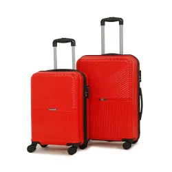 Teakwood Set of 2 8 Wheels Trolley Bag, Hard Cabin with Zipper Closure, Adjustable Push Button & Cross Side Strap, Number Lock System 360 Degree (Set of 2, Red)