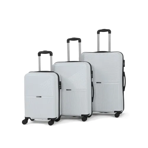 Image of Teakwood Set of 3 8 Wheels Trolley Bag, Hard Cabin with Zipper Closure