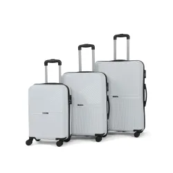 Teakwood Set of 3 8 Wheels Trolley Bag, Hard Cabin with Zipper Closure