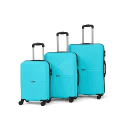 Teakwood Set of 3 8 Wheels Trolley Bag, Hard Cabin with Zipper Closure, Adjustable Push Button & Cross Side Strap, Number Lock System 360 Degree (Set of 3, Aqua Green)