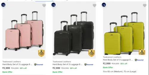 Image of Teakwood Set of 3 Suitcase at minimum 76% Discount