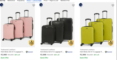 Image of Teakwood Set of 3 Suitcase at minimum 76% Discount
