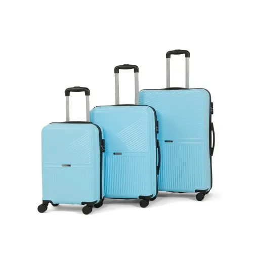 Image of Teakwood Set of 3 8 Wheels Trolley Bag, Hard Cabin with Zipper Closure, Adjustable Push Button & Cross Side Strap, Numbe