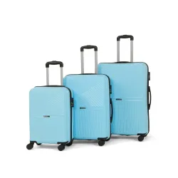 Teakwood Set of 3 8 Wheels Trolley Bag, Hard Cabin with Zipper Closure, Adjustable Push Button & Cross Side Strap, Numbe