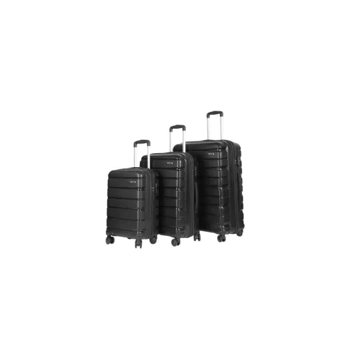 Image of Teakwood Small-Medium-Large 8 Wheels Trolley Bag, Hard Cabin with Zipper Closure, Adjustable Push Button