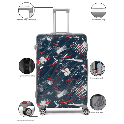 Image of Teakwood World Small 75 cm Check in Size Trolley Bag Polycarbonate 360 Degree 8 Wheels Luggage Bag