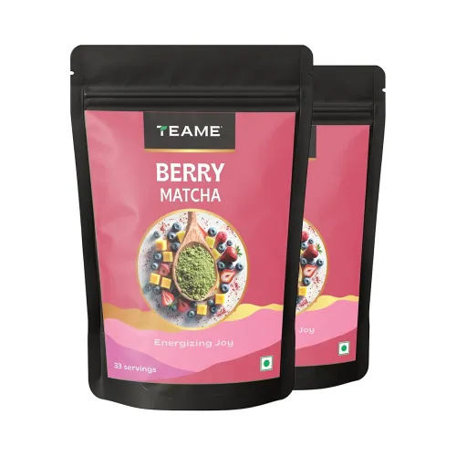 Image of TE-A-ME Berry Matcha Tea Powder, 100g (66 Servings) | Tasty & Delicious | No Artificial Sweeteners | Premium Grade | Mac