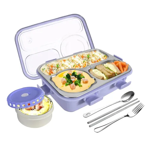 Image of TEC TAVAKKAL Lunch Box 3 Compartment Leak-Proof BPA Free Stainless Steel