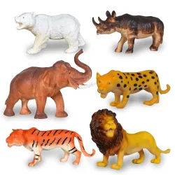 TEC TAVAKKAL Set of 6 Big Size Action Toy Figure Jungle Wild Animal Set