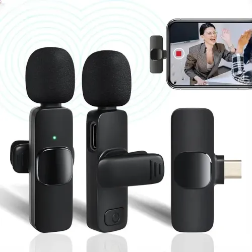 Image of TECHNOVIEW 2.4 Ghz Omnidirectional Lavalier Wireless Dual Microphone with Noise Cancallation, 50M Range Plug & Play, 2 T