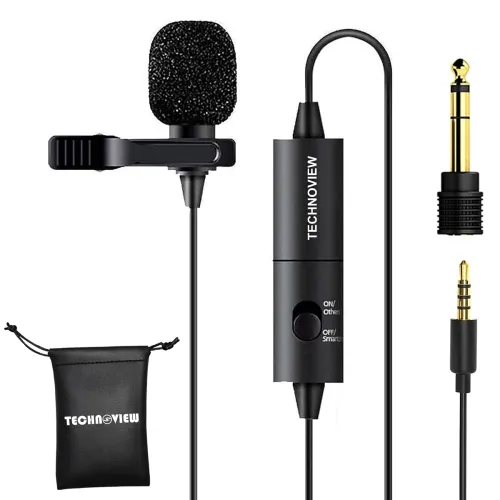 Image of TECHNOVIEW Pro Auxiliary Omnidirectional Lavalier Clip On Collar Microphone 