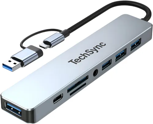 Image of Techsync 8 in 1 Type C Docking Station Cool Grey
