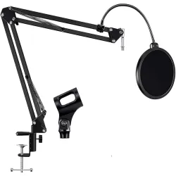 Techtest Heavy Duty Suspension Scissor Boom Arm Stand Holder for Professional Dynamic Mic Condenser Microphone Recording