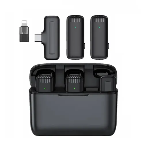 Image of T Teclusive Double Wireless Lavalier Microphone Compatible for Type C iPhone | Wireless Mic with Charging Case | Active 
