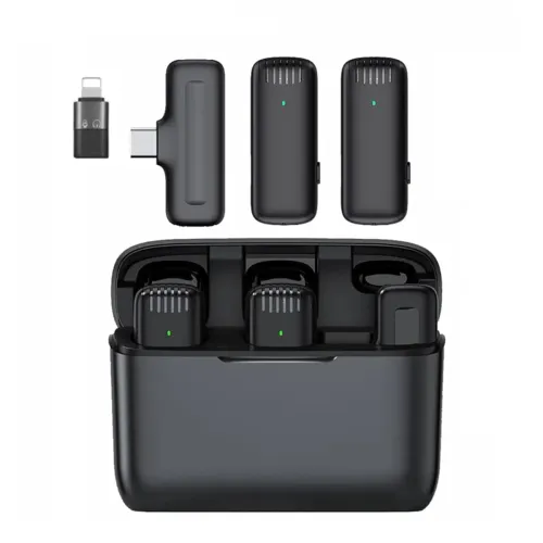 Image of T Teclusive Double Wireless Lavalier Microphone Compatible for Type C iPhone | Wireless Mic with Charging Case | Active 