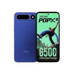 Tecno POP X 5G (Midnight Blue, 6GB+128GB) | 6500mAh+45W Fast Charger | IP64 Pro | MIL-STD 810H Protection | Upto 18GB* RAM | Fastest 8X Network Speed* with URSP | 120Hz Smooth Display | 50MP...