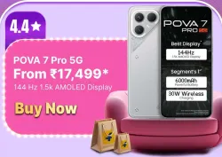 Tecno Pova 7 Pro 5G @ ₹17499 on Flipkart big Billion Days Sale