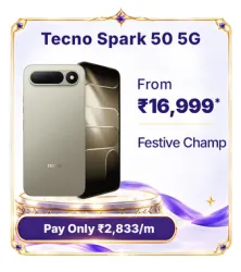 Tecno Spark 50 5G @ ₹16,999 on Flipkart’s Big Billion Days