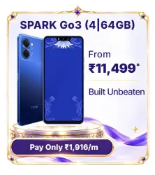 Tecno Spark Go 3 (64GB) (4GB RAM) @ ₹11,499 on Flipkart Big Billion Days Sale