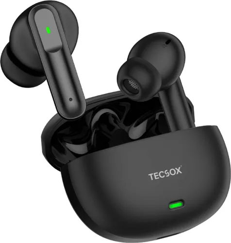 Image of TecSox Pro 2 Wireless Earbuds – 30H Playtime, Low Latency, Black