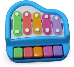 Tector 2 in 1 Mini Xylophone and Piano Toy with Colorful Keys for Toddlers (Blue)
