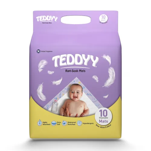 Image of TEDDYY Baby Disposable Rapi-Soak Mats Size - 60 X 60 Cm - (Pack of 10)