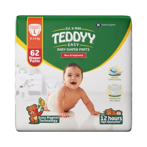 Image of TEDDYY Easy Baby L Size Diaper Pant Style | 62 Count (Large) | 9–14 kg