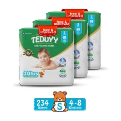 TEDDYY Easy Diaper pants with 3x Faster absorption and Rash protection Pant - S (234 Pieces)