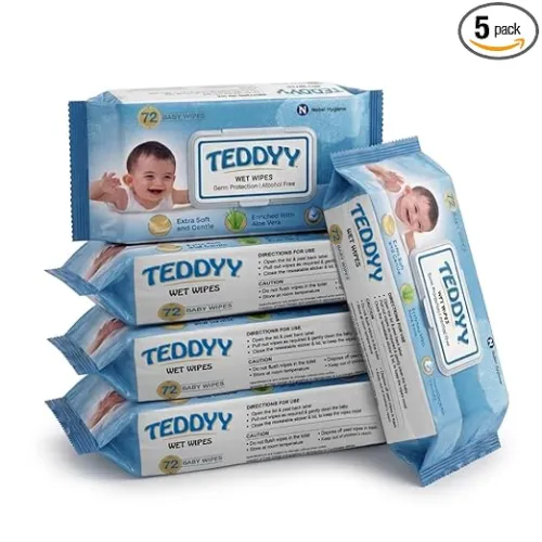 Image of Teddyy Soft Cleansing Baby Wet Wipes with Lid | 360 Wipes | Special Germ Protection | Anti - Rash | Enriched With Aloe V