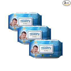 Teddyy Soft Cleansing Baby Wet Wipes with Lid | 216 Wipes | Special Germ Protection | Anti - Rash | Enriched With Aloe V