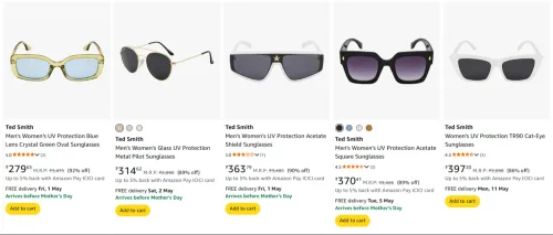 Image of Ted Smith Unisex UV Protection Glasses upto 92% Discount