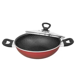 Tefal Simply Chef 24 cm Kadhai with Glass Lid | Resist Plus Non-Stick Coating | Silicon Non-Slip Handle | Easy Cooking &