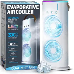 TEKCOOL Double Ended Spray Fan, Cold Air, 2025 New 3 Gears USB Rechargeable Oscillating one with LED Light Cooler, Touch
