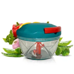 Tekcool Multipurpose Plastic Vegetable Chopper Cutter 3 Blades for Effortlessly Chopping Vegetables and Fruits for Your Kitchen, Pool Green (650 ml).